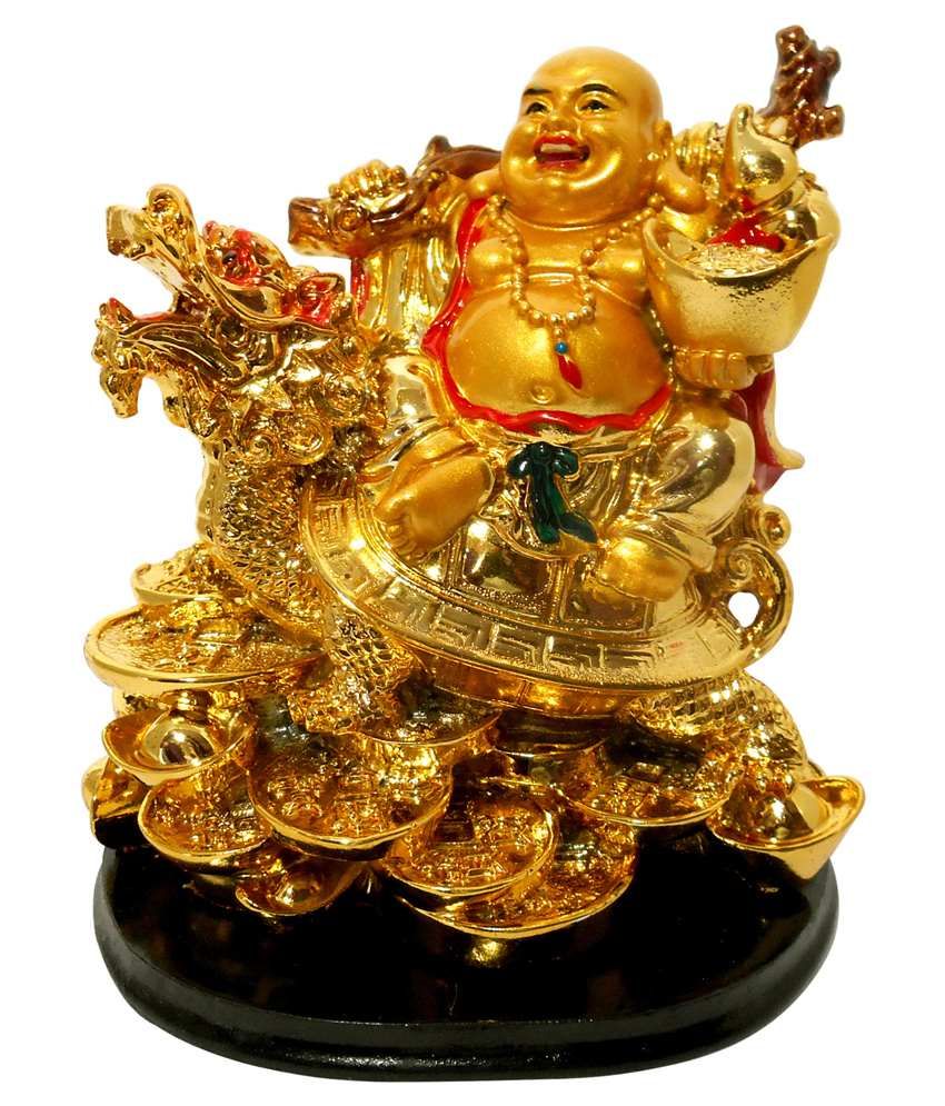 Vastu Art Yellow Resin Vastu / Feng Shui / Laughing Buddha Sitting On ...