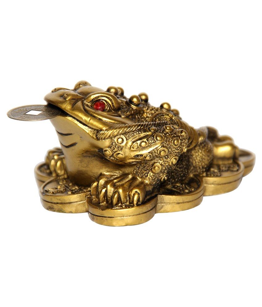 Vastu Art Yellow Resin Vastu / Feng Shui / Three Legged Frog With Coin ...