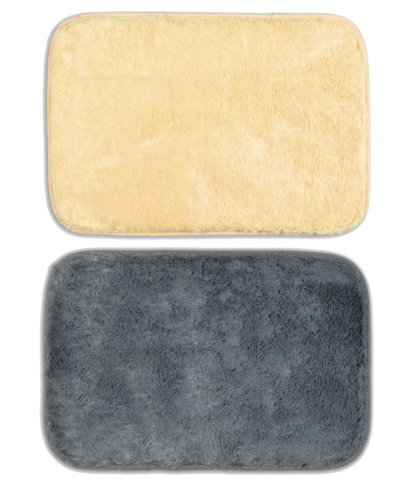 Cortina Beige & Gray Poly Cotton Bath Mats Pack Of 2 Buy Cortina Beige & Gray Poly Cotton Bath