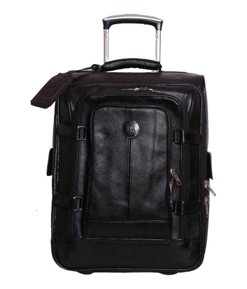 RLE Black Leather Duffle Trolley Bag - Buy RLE Black Leather Duffle Trolley Bag Online at Low ...