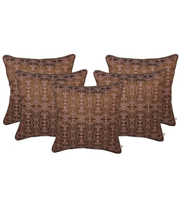     			Zubix Brown Polyester Cushion Covers Set Of 5