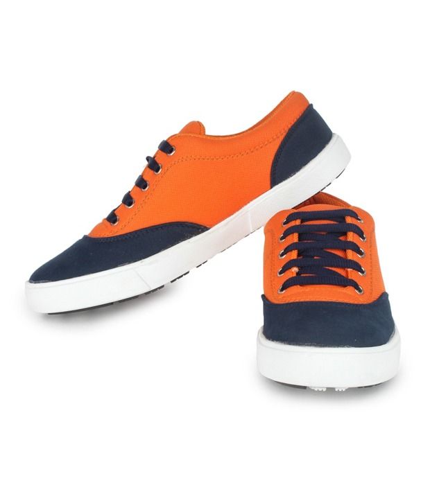 orange canvas pumps