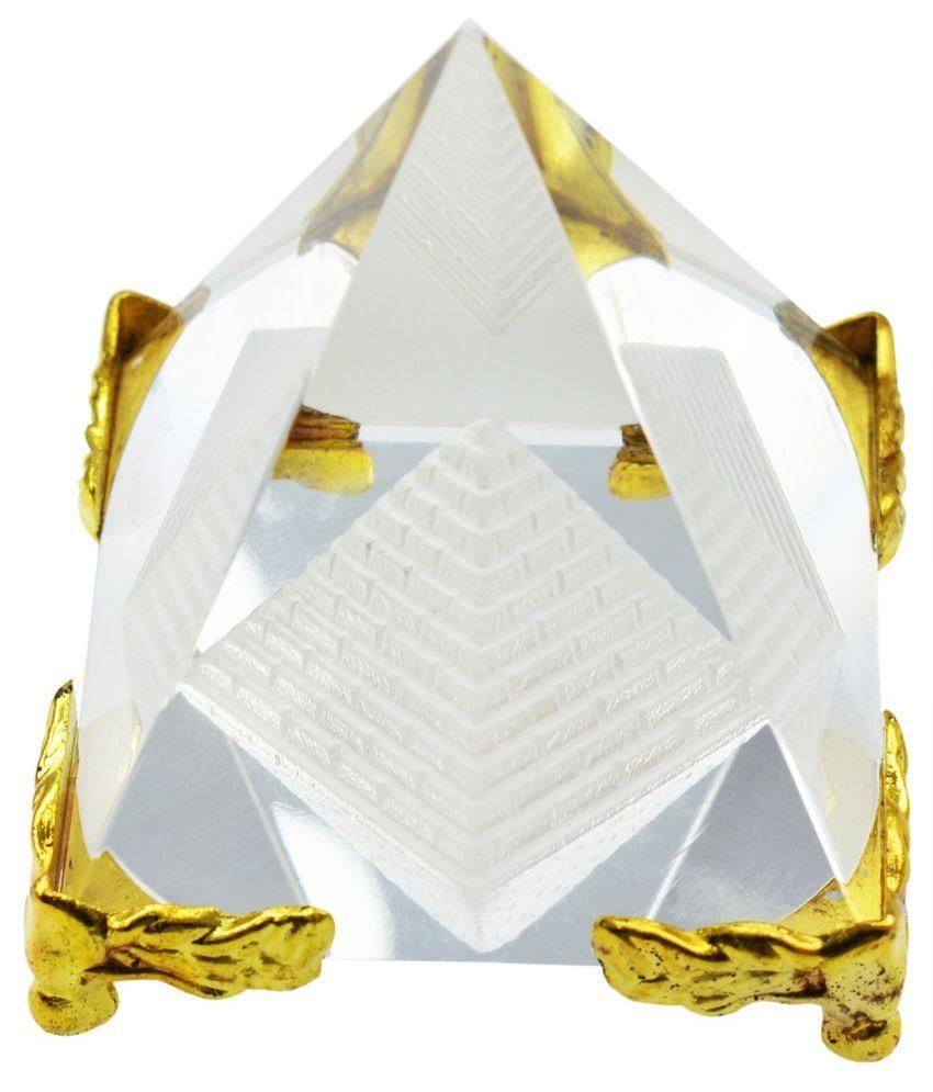     			Happy Starstell Crystal Clear Pyramid with Golden Stand Showpiece - White