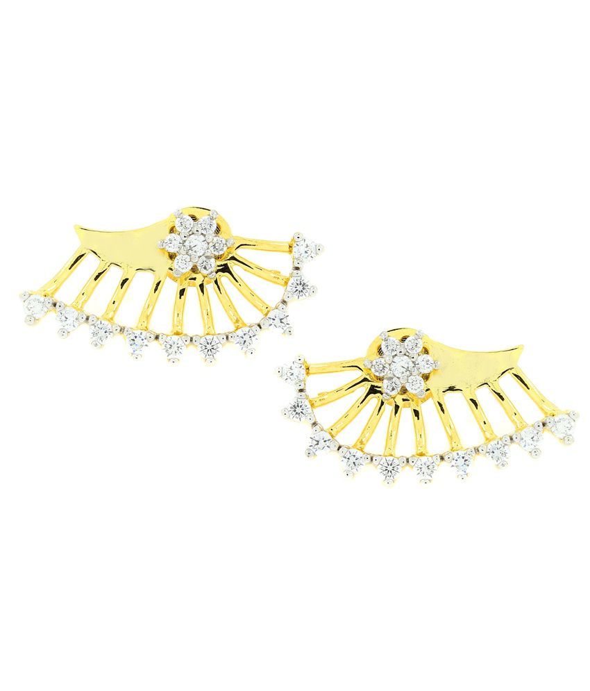     			The Jewelbox Flower 18K Gold Plated Ear Cuff Jacket Pair Stud Earring for Women