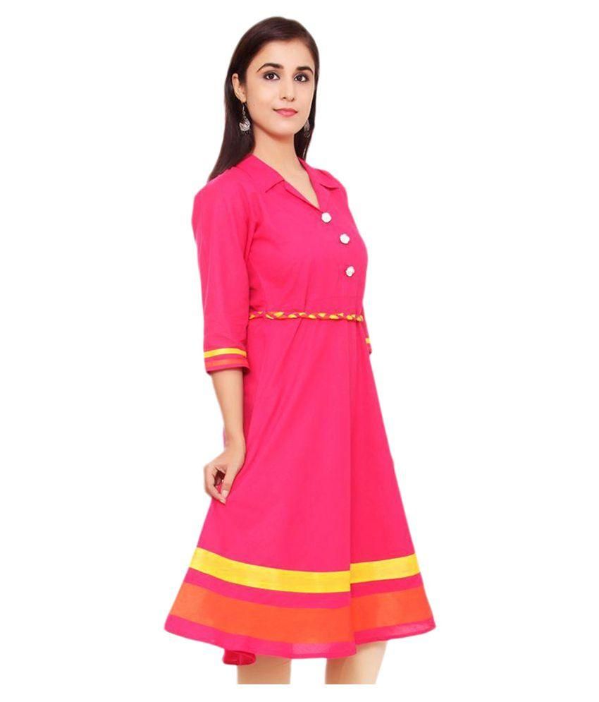 Utsav Fashion Pink Anarkali Satin Kurti - Buy Utsav Fashion Pink Anarkali Satin Kurti Online at 