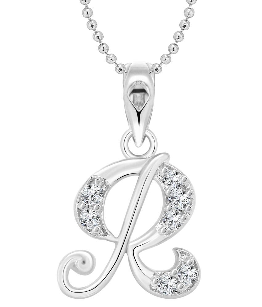     			Vighnaharta R Alphabet Rhodium Plated Pendant - [VFJ1125PR]