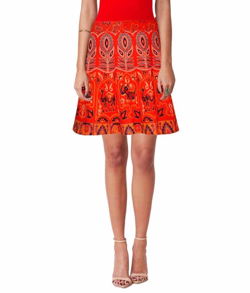     			Sttoffa Orange Cotton Mini Skirt