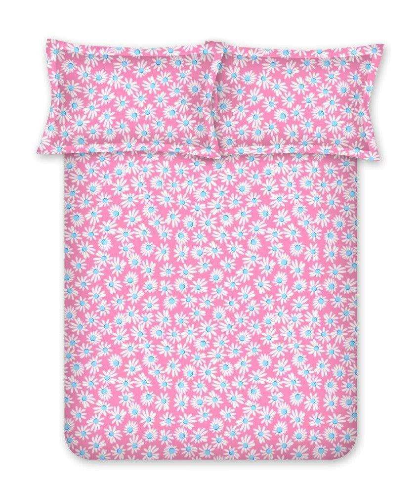 Bombay Dyeing Element Pink Floral Double Bedsheet with 2 Pillow Covers