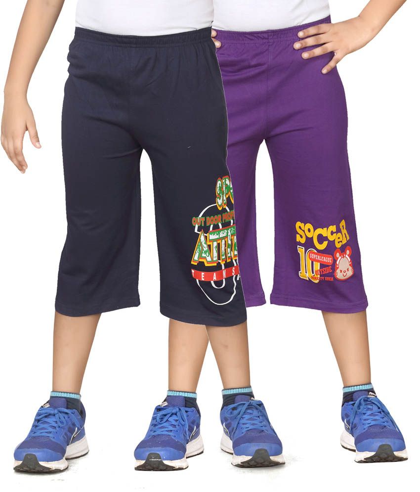     			Dongli Navy And Purple Three Forth For Boys