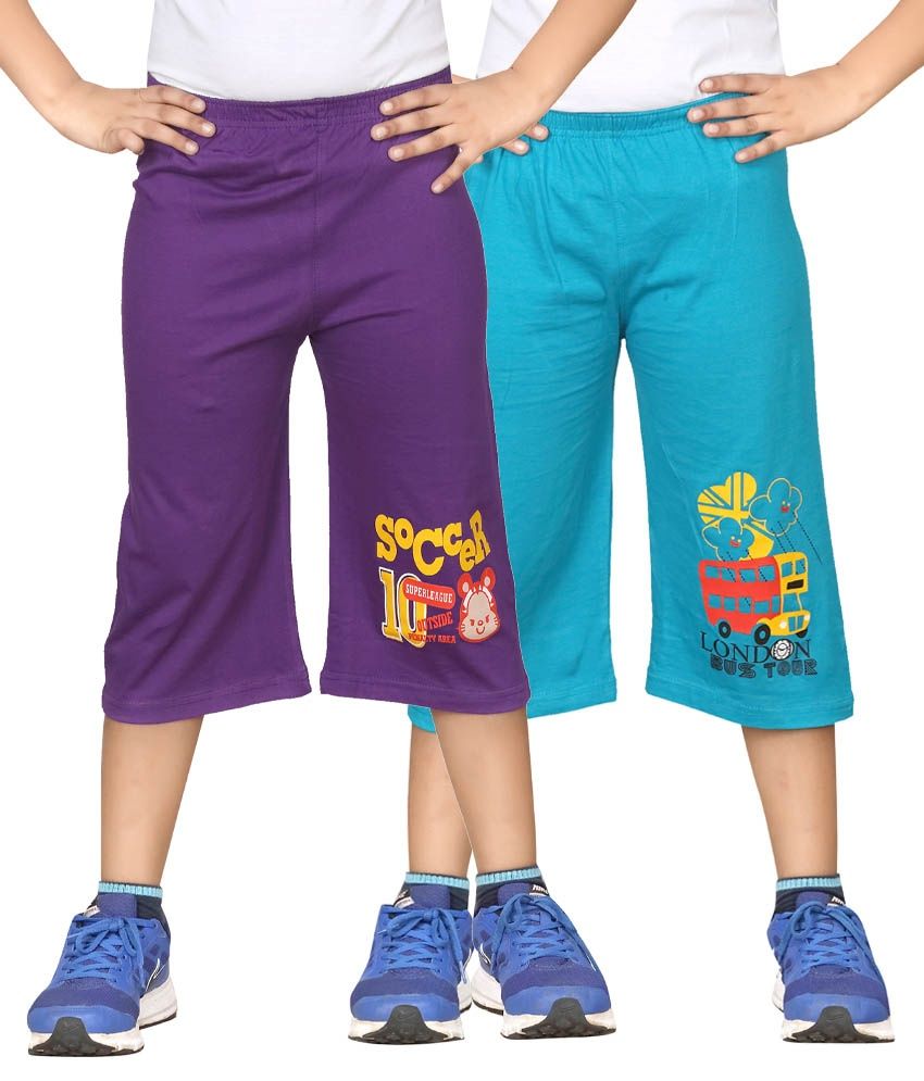     			Dongli Pack of 2 Cotton Three-Fourth For Boys ( Purple )