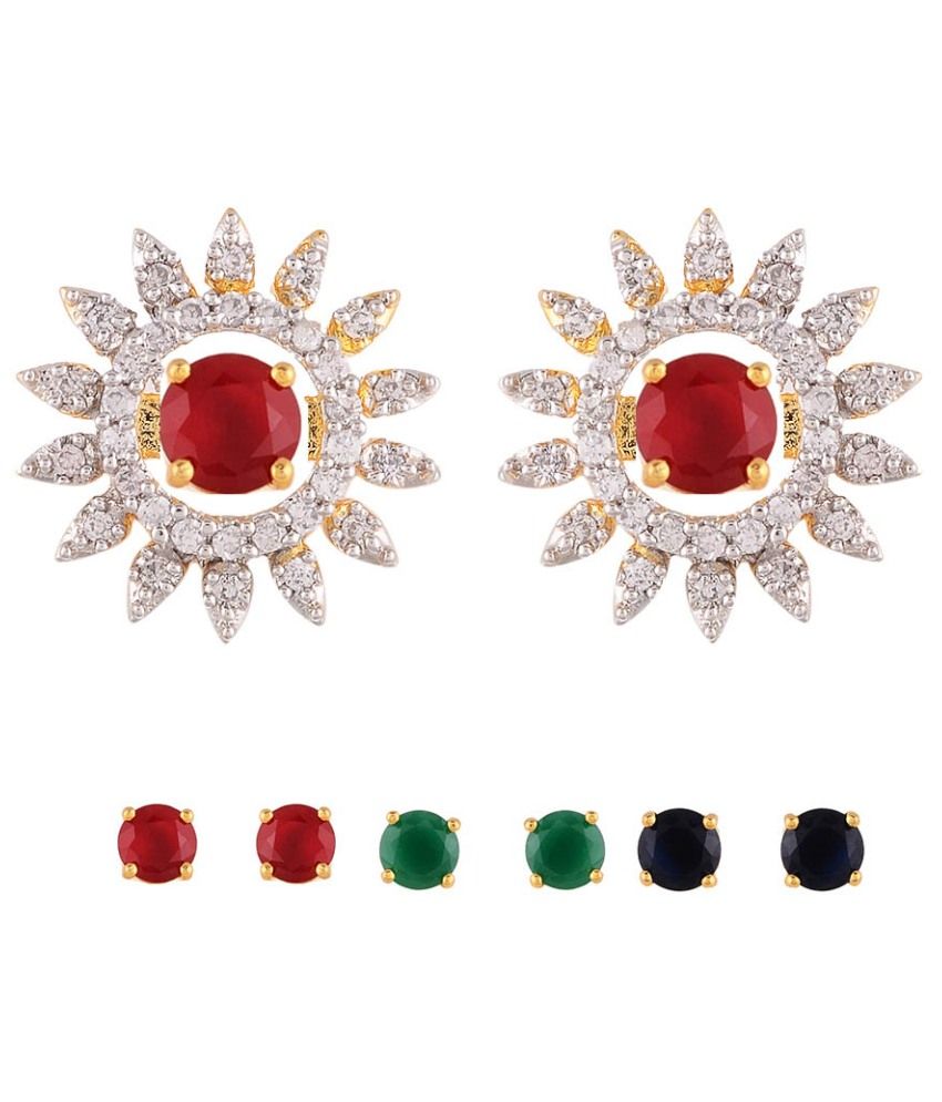     			Zeneme Multicolor 8 in 1 Interchangeable Round Shaped Earrings