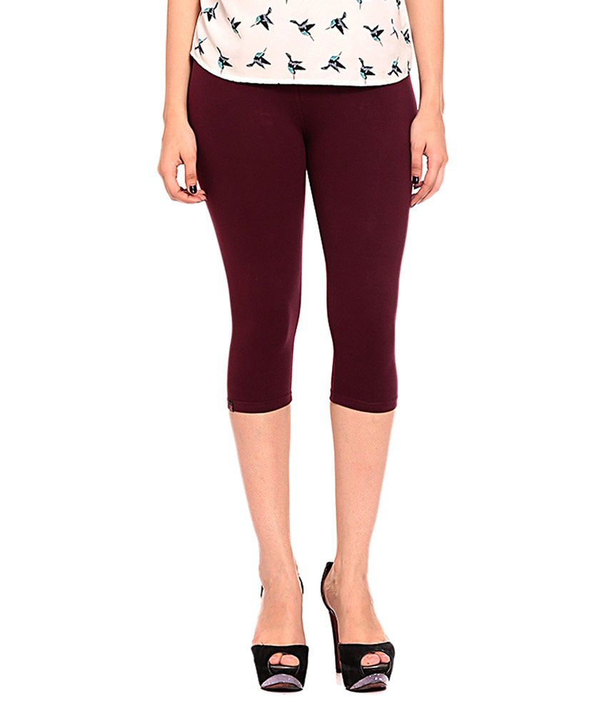 Buy I Am Fly She Maroon Cotton Lycra Capris Online at Best Prices in ...