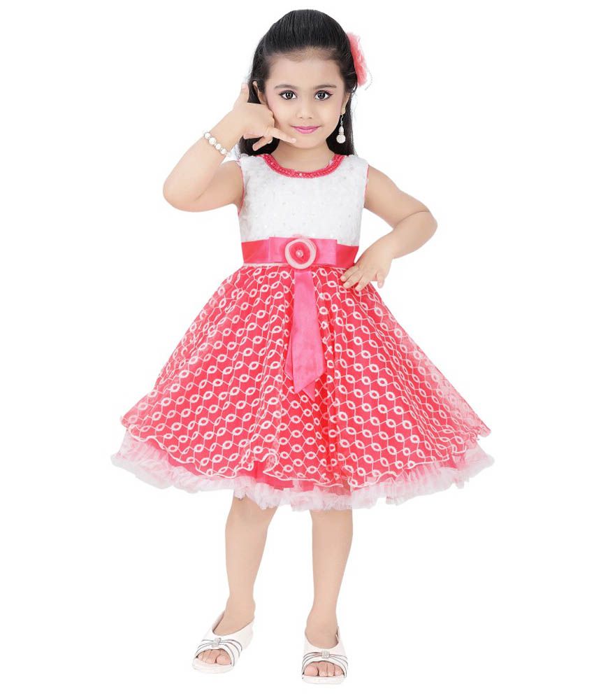 Fusion India Pink Net Frock - Buy Fusion India Pink Net Frock Online at ...