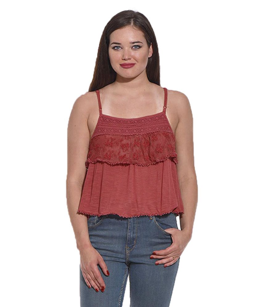     			Kotty Red Poly Cotton Crop Top