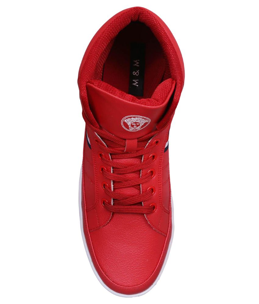 M & M Red Sneaker Shoes - Buy M & M Red Sneaker Shoes Online at Best ...