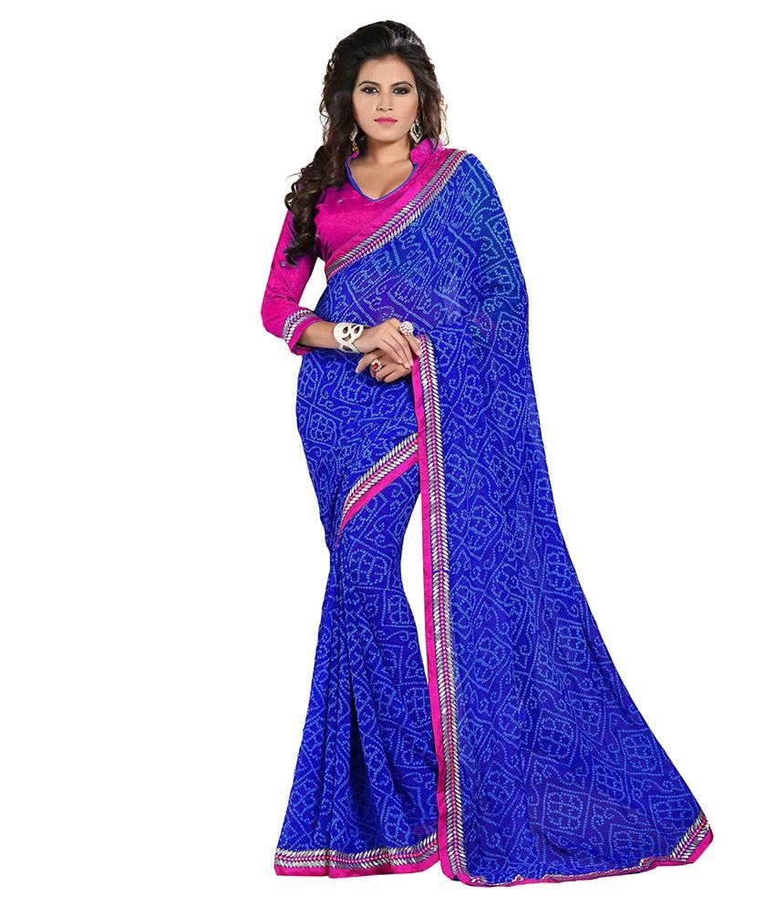 dark blue chiffon saree