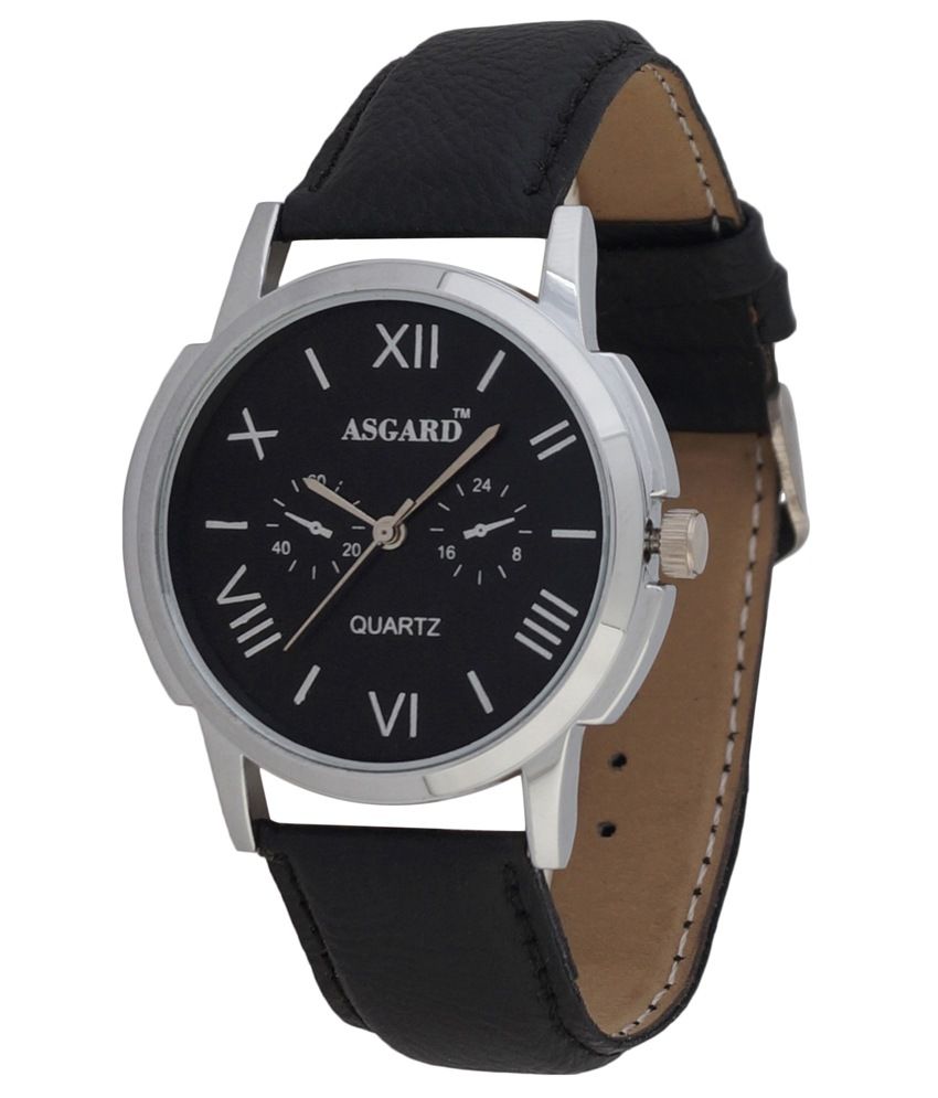 Asgard Black Leather Analog Watch - Buy Asgard Black Leather Analog