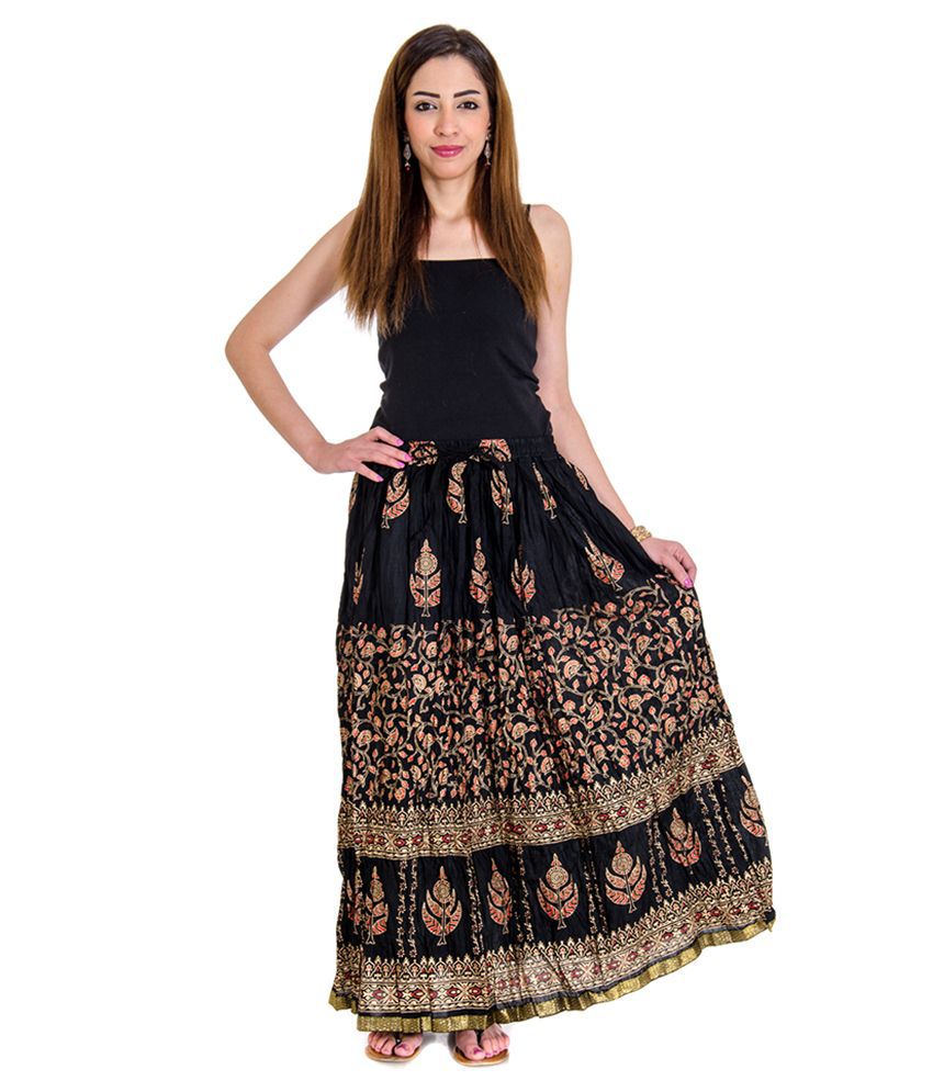 Buy Ooltah Chashma Black Cotton Broomstick Skirt Online at Best Prices ...