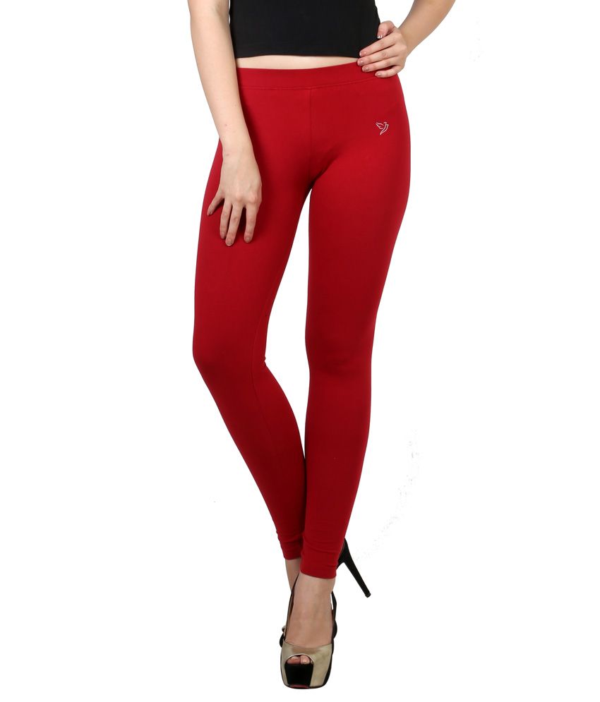 Twin Birds Red Cotton Leggings Price in India - Buy Twin Birds Red ...