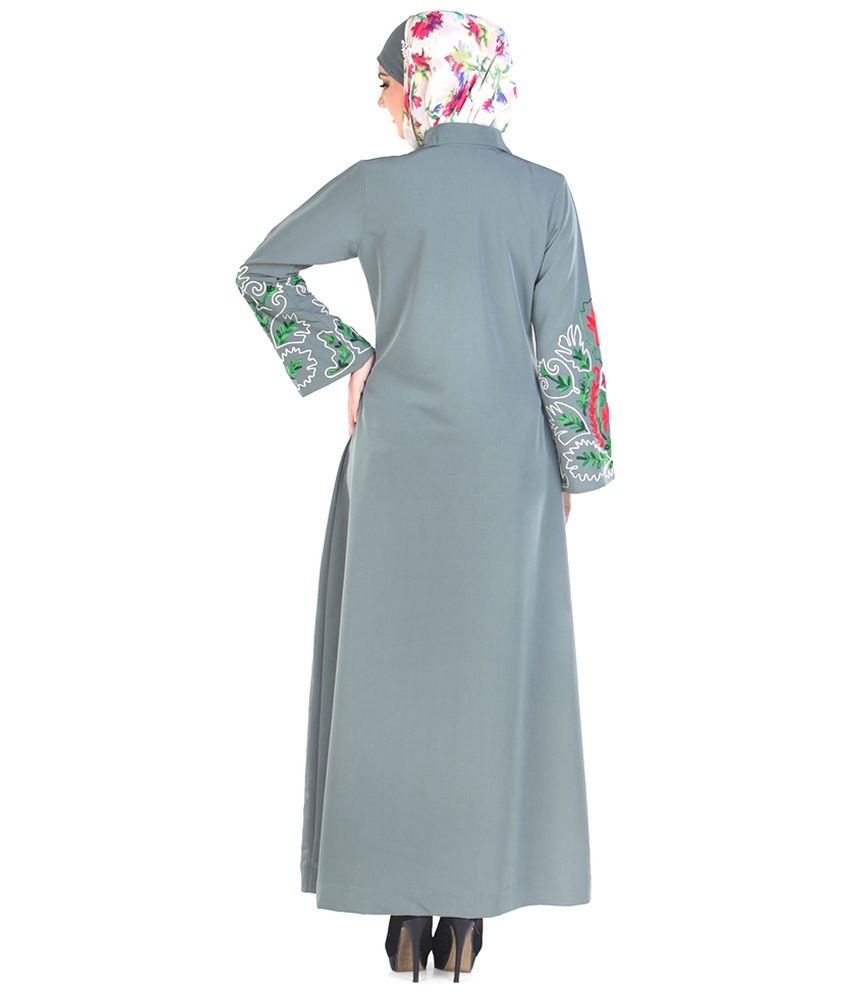 Momin Libas Grey Kashibo Stitched Burqas-Abaya without Hijab Price in India - Buy Momin Libas 