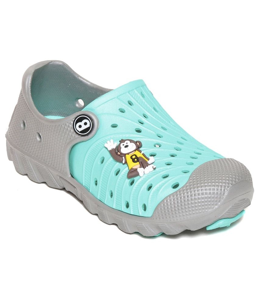 Bonkerz Grey and Green Clogs For Kids 