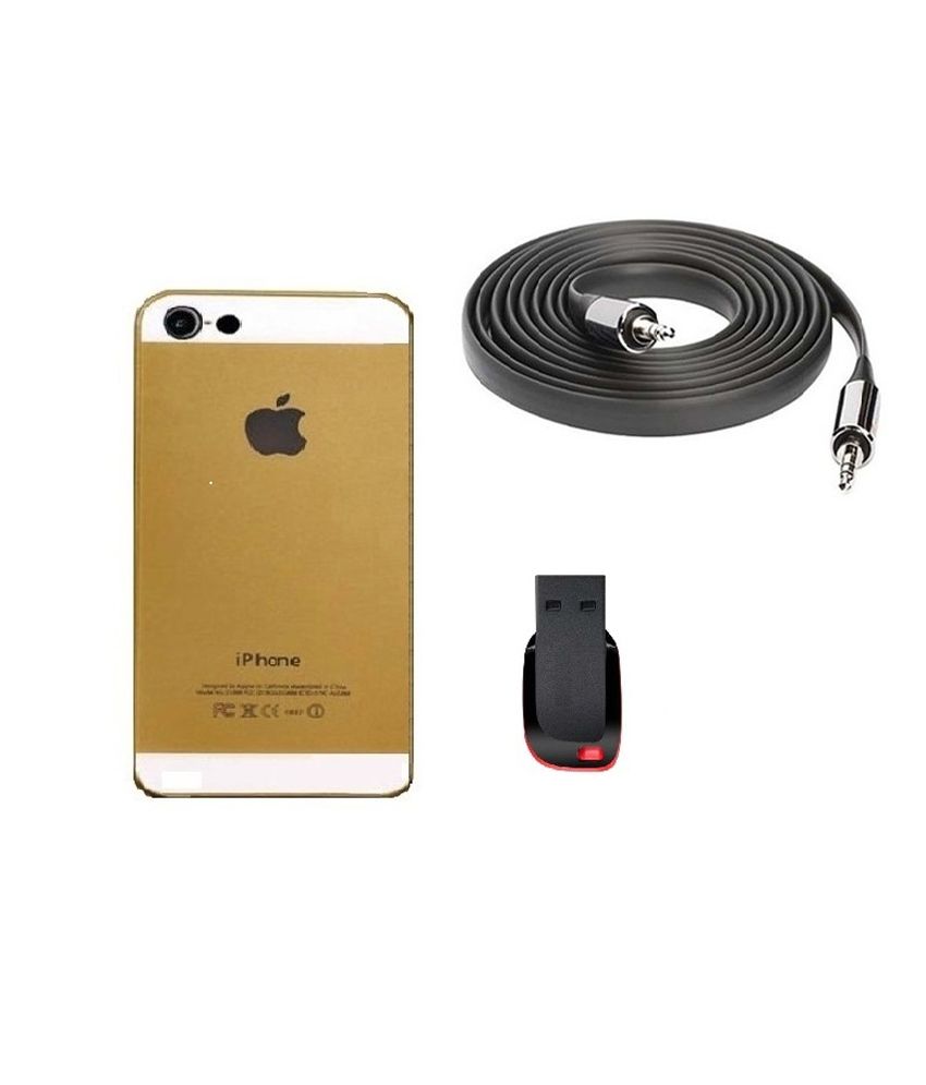 Metly Back Cover for Apple iPhone 5S - Golden with Aux ...