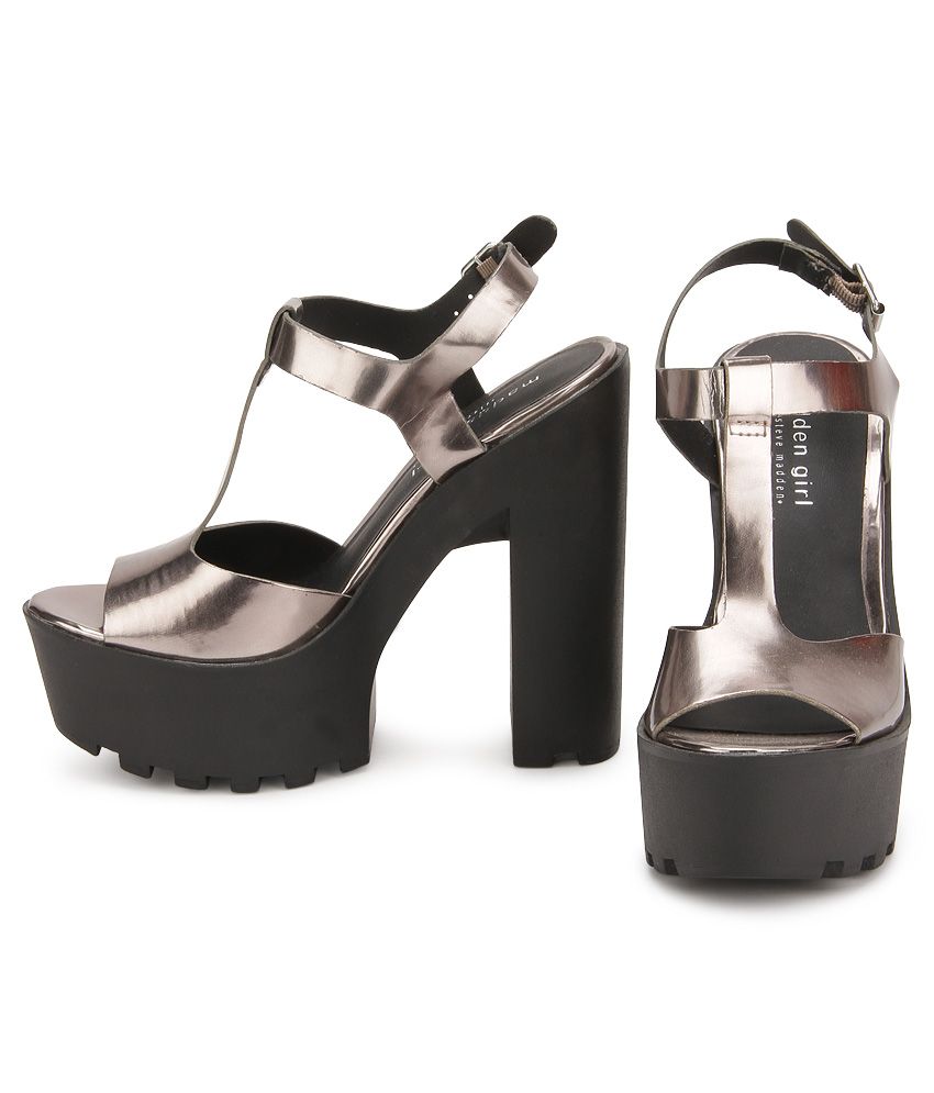 silver block heels steve madden