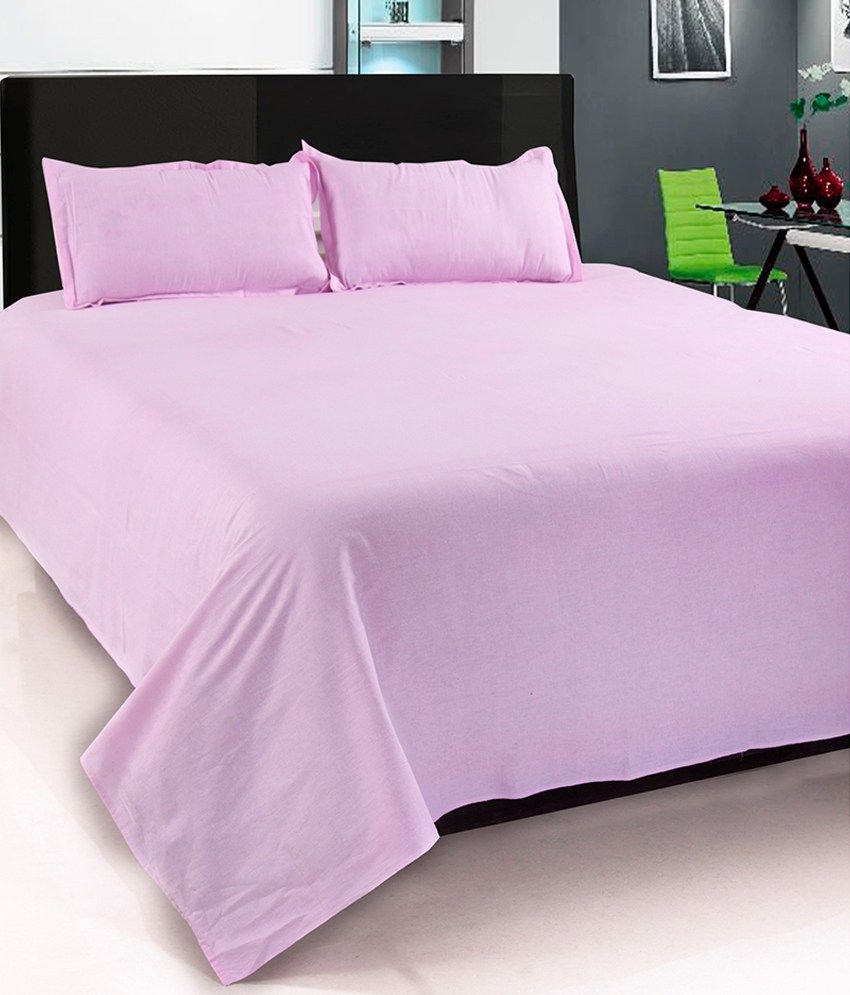 Exhome Pink Plain Cotton Bed Sheet with 2 Pillow Covers Buy Exhome