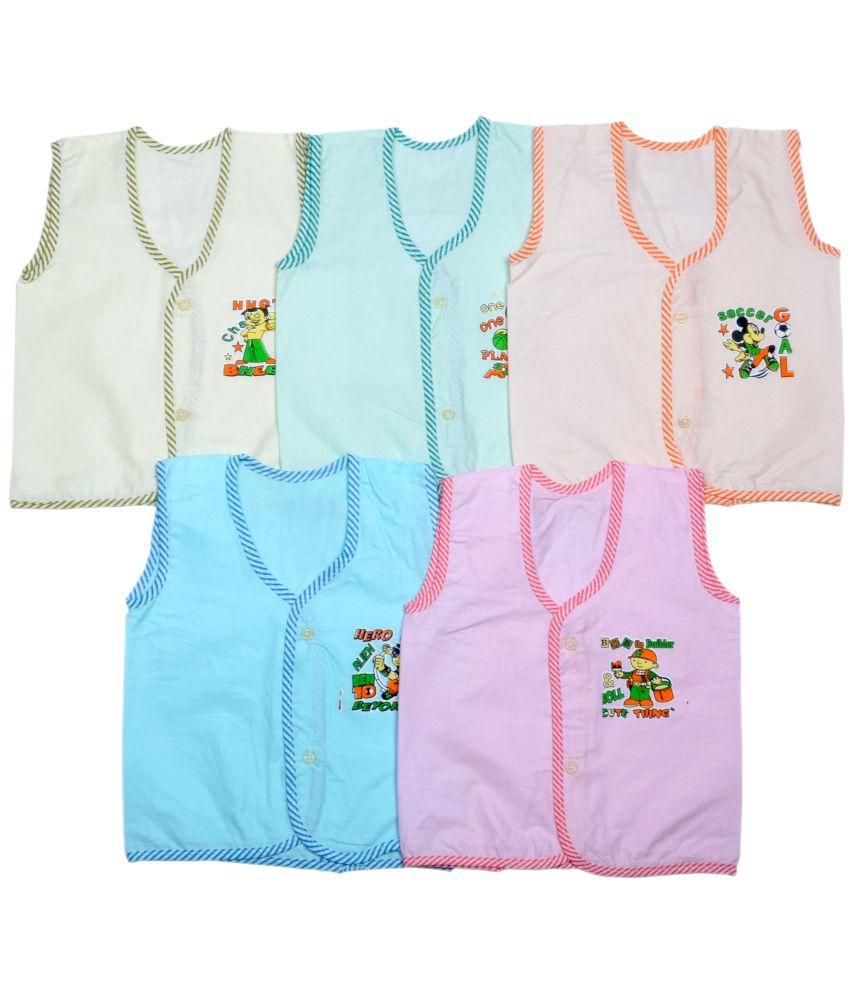     			Sathiyas Multicolor Cotton Baby Tops - Pack of 5