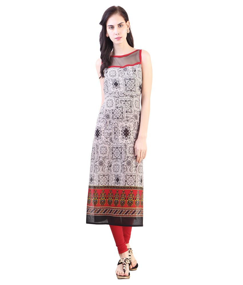 Libas White Cotton Straight Kurti - Buy Libas White Cotton Straight ...