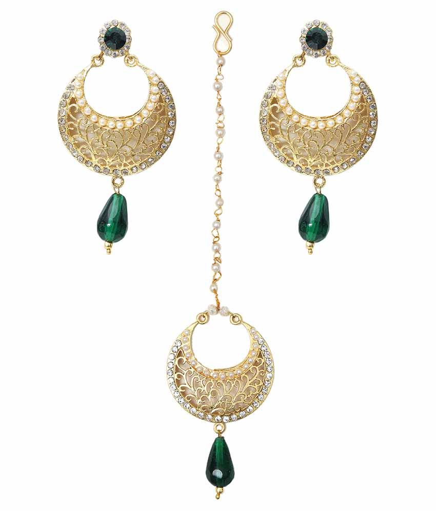 99homemart Alloy Green Earring And Maangtikka Set For Women Buy