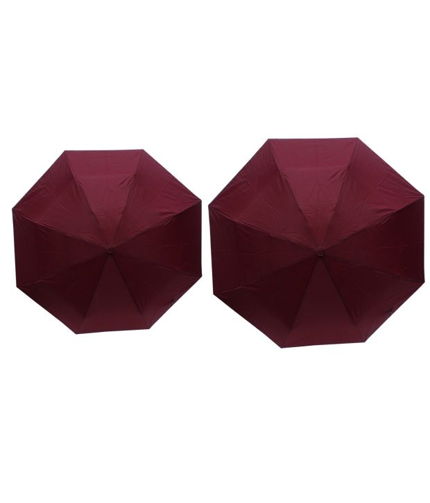     			ARIP Maroon Polyester 3 Fold Umbrellas For Men - Pack Of 2