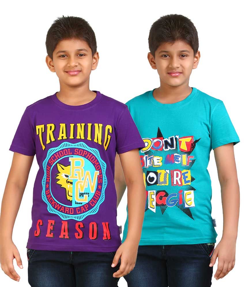     			Dongli Pack of 2 Boys 100% Cotton T-Shirt ( Multi Color )