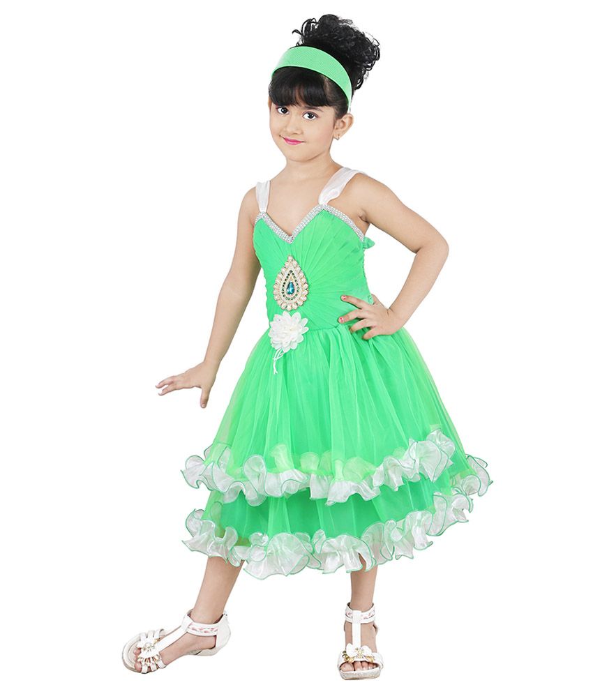 green net frock design