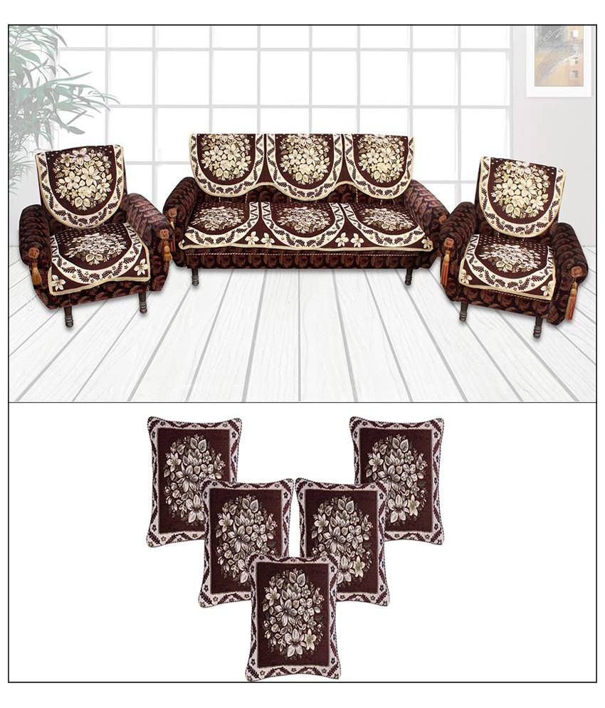 Furnishing Zone Combo Of Brown Velvet 5 Seater Sofa Covers With 5 Cushion Covers Buy