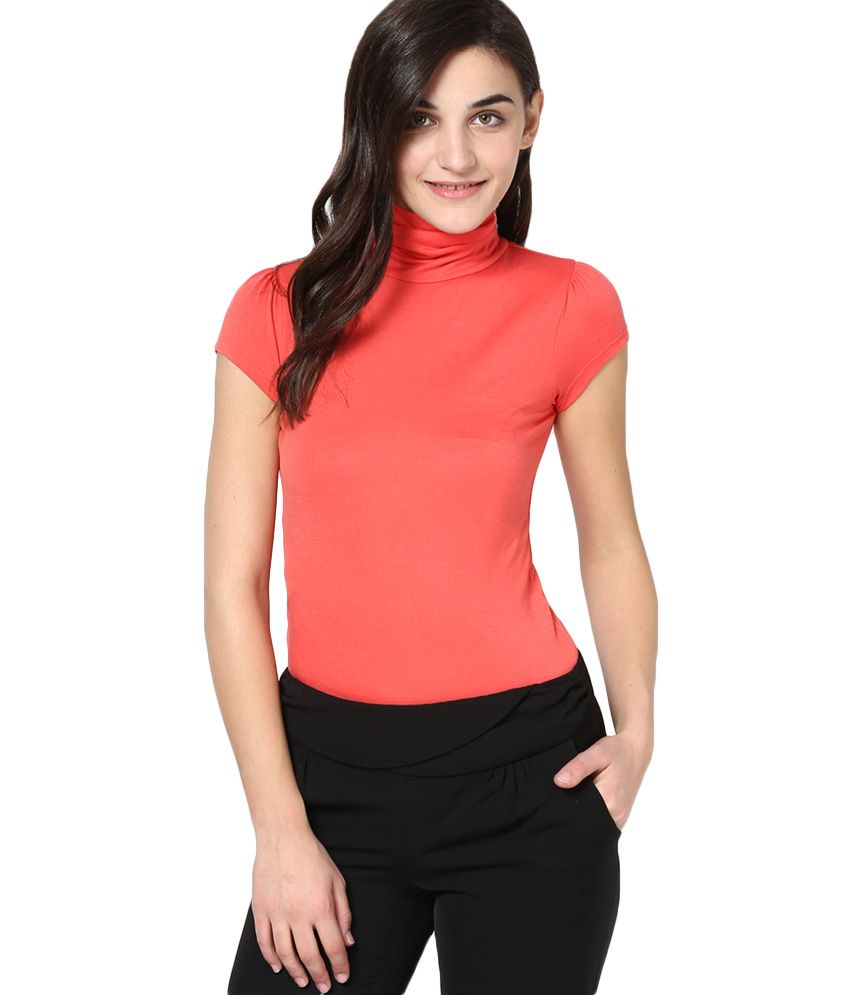 orange high neck top