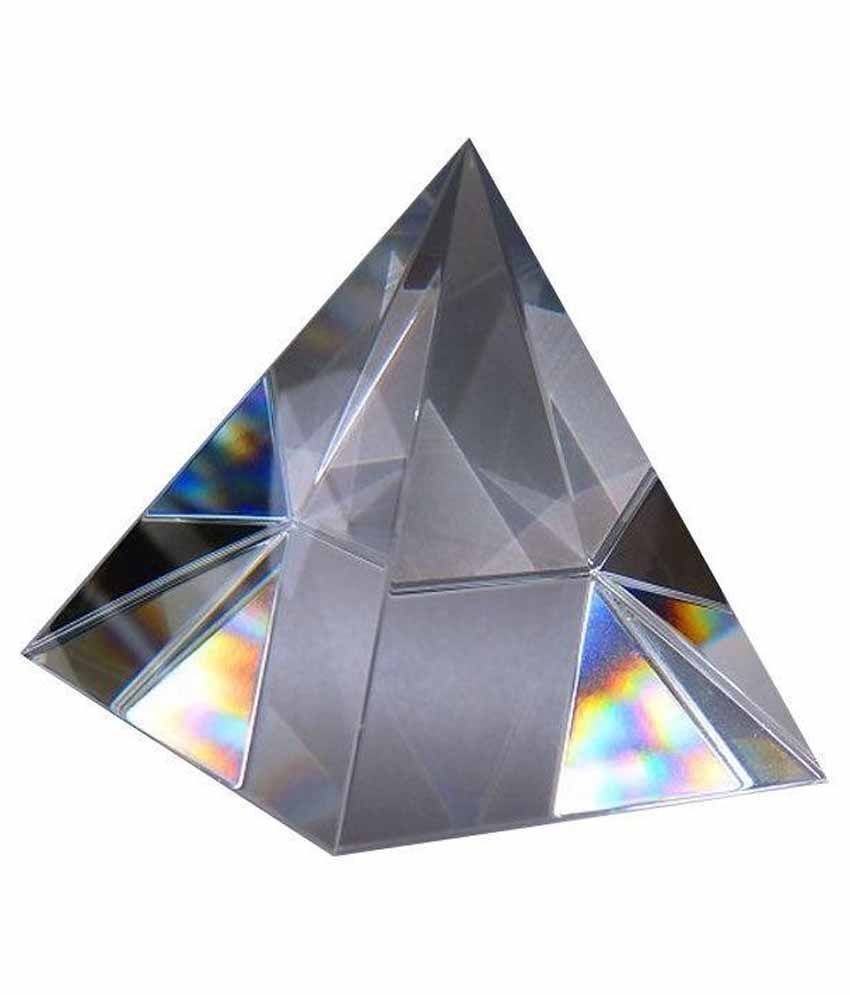     			Happy Starstell White Glass Crystal Clear Pyramid Feng Shui