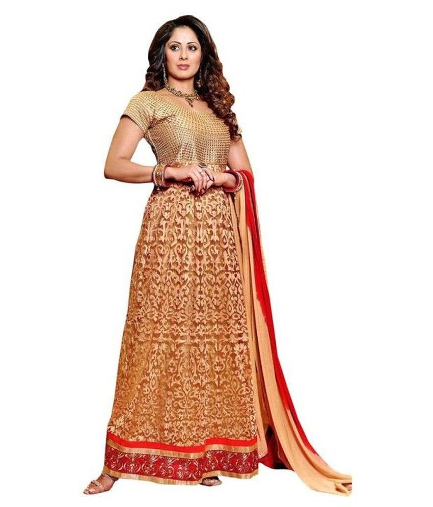 gold anarkali gown