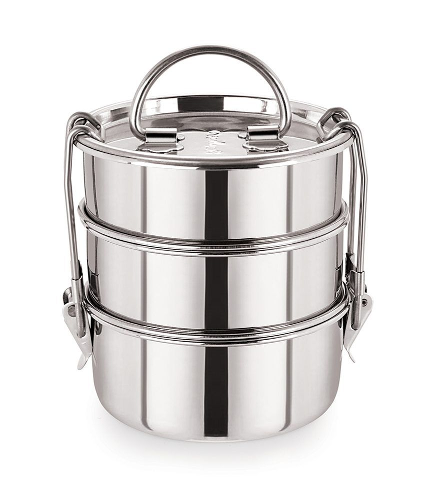     			Neelam Clipper Tiffin Sada 7x3 Steel Lunch Box 3 Container (Pack of 1)