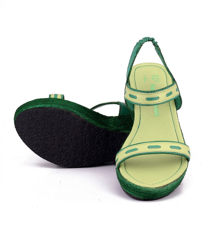 green wedge heel shoes