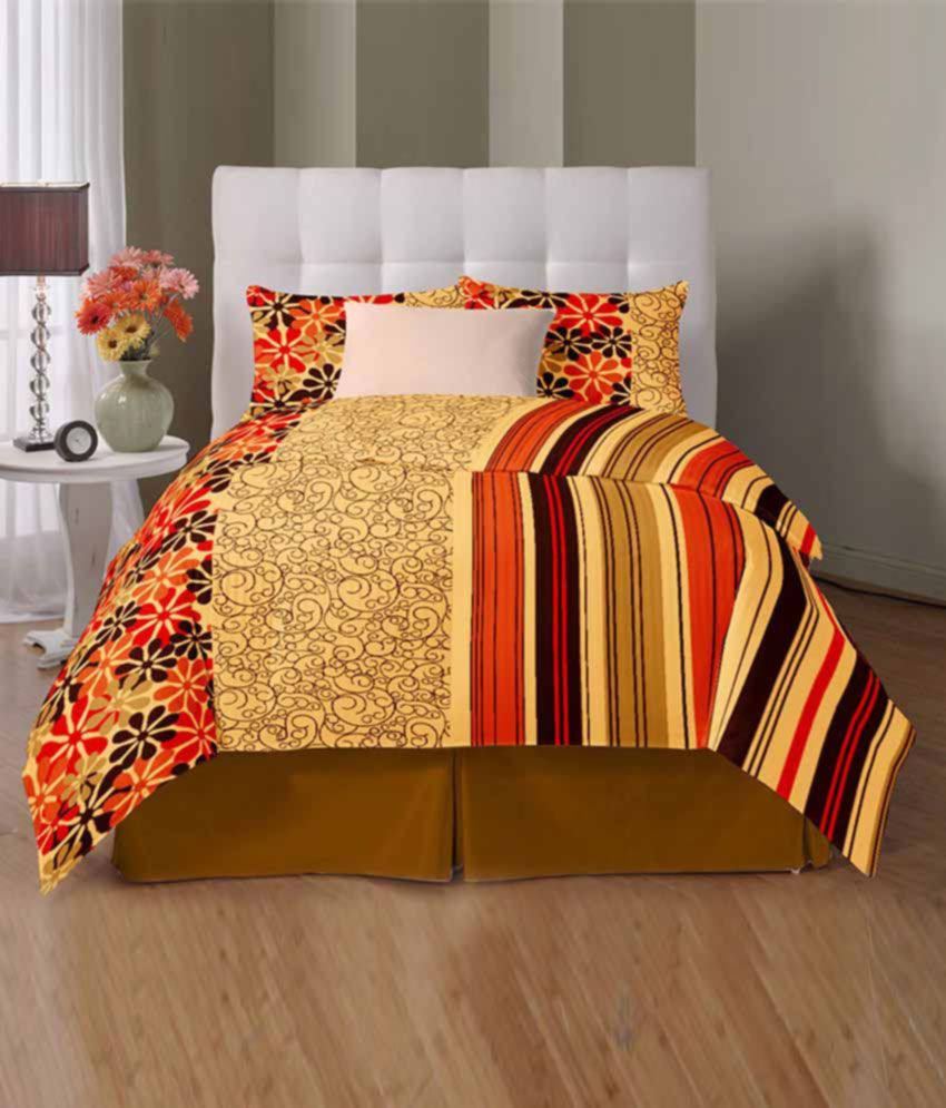 Vintana Multicolor Cotton Double Bedsheet With 2 Pillow Cover Buy