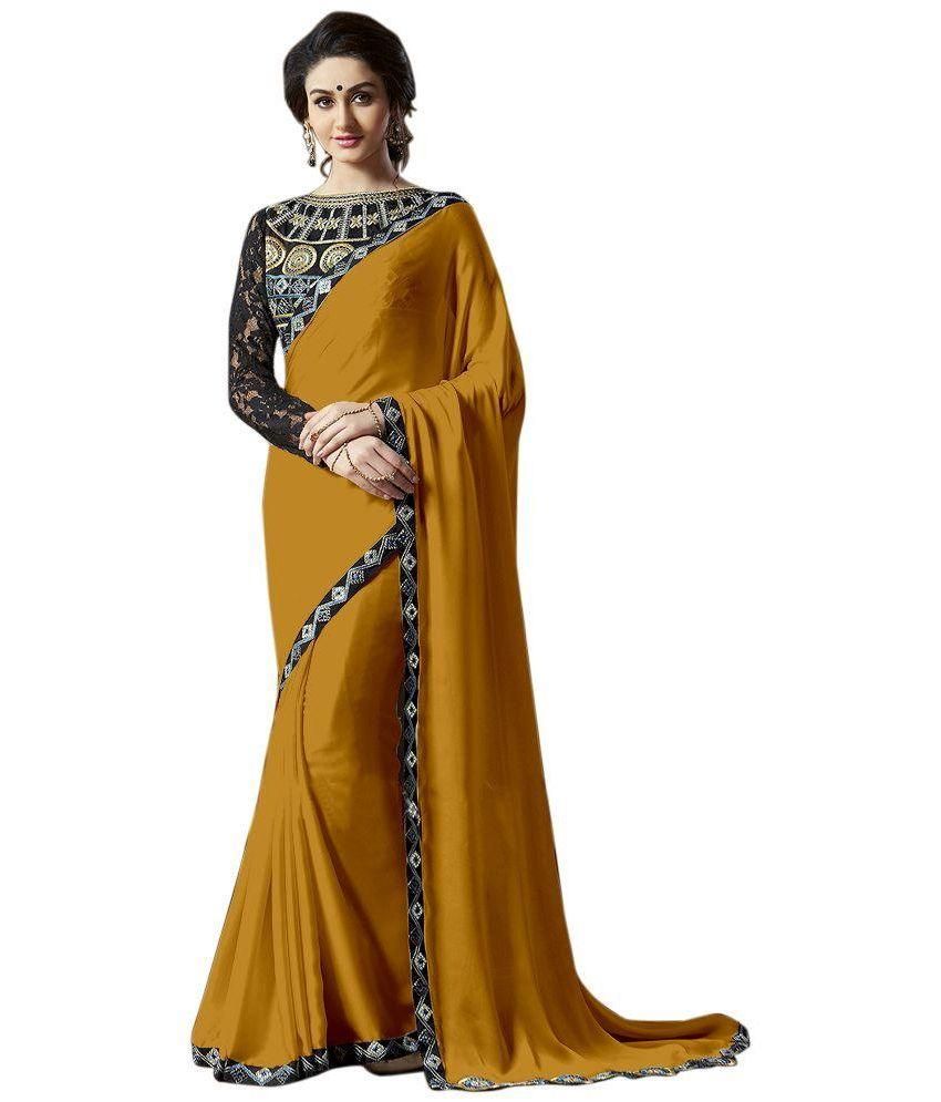 Angel Queen Yellow Chiffon Saree - Buy Angel Queen Yellow Chiffon Saree ...