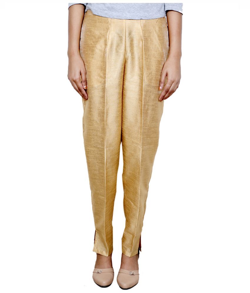 gold satin trousers