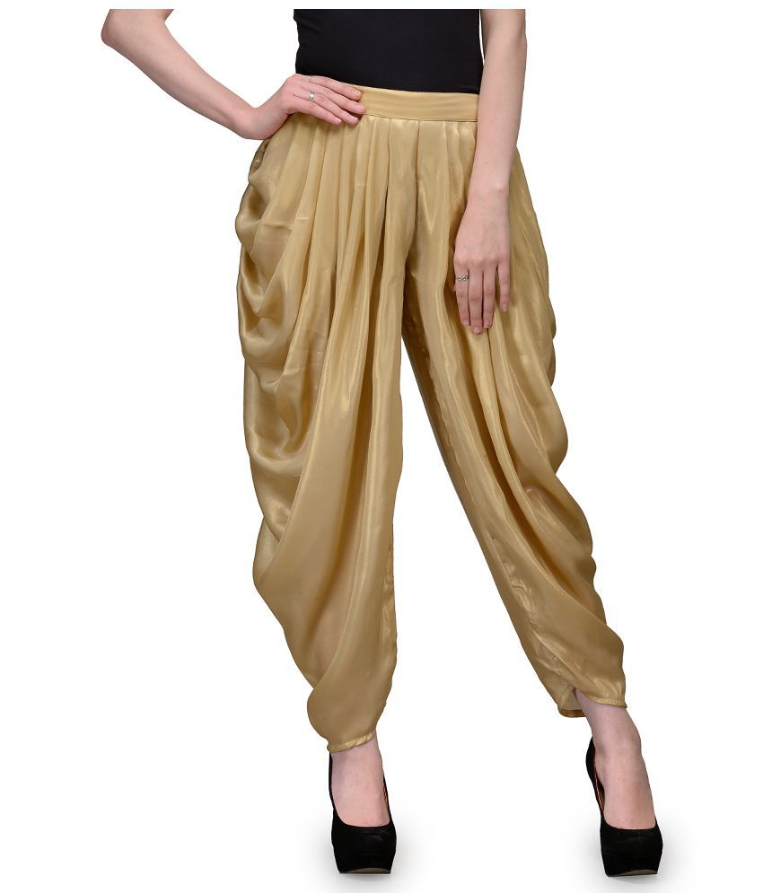 Golden & Maroon Silk Dhoti Pants- Indian Clothing in Denver, CO and Aurora,  CO- India Fashion X