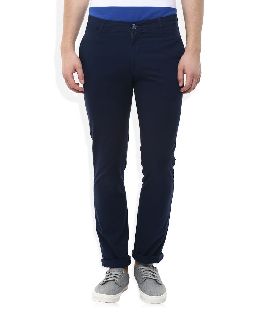 ladies navy slim fit trousers