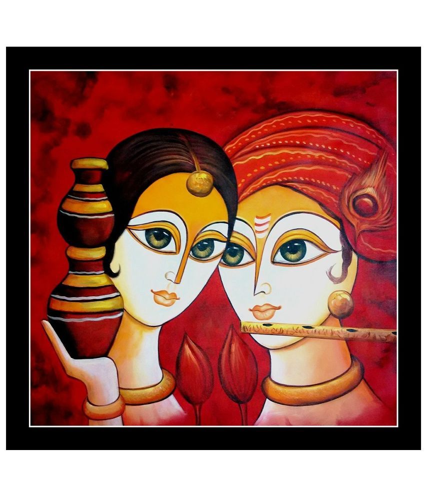 Traditional Arts Canvas Painting With Wooden Frame Multicolour