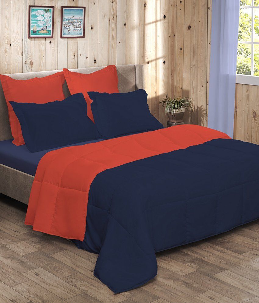 Raymond Home Premium Blue and Orange Cotton Double Bed Reversible AC Quilt Buy Raymond Home