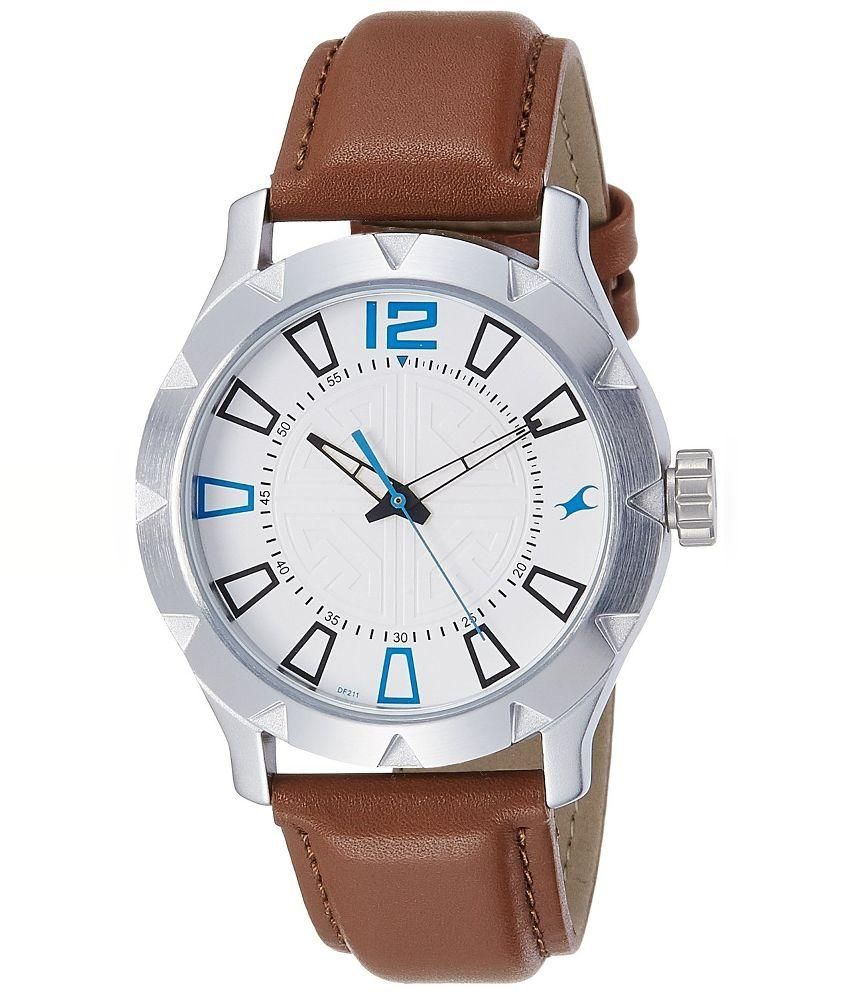 fastrack brown leather watch