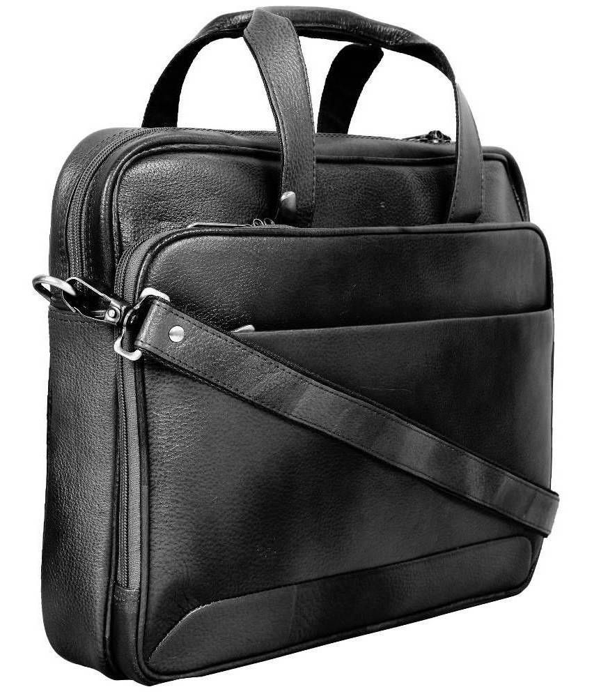 Scharf Black Leather Office Bag Buy Scharf Black Leather Office Bag