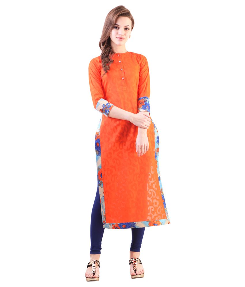 Libas Orange Cotton Kurti Buy Libas Orange Cotton Kurti Online at